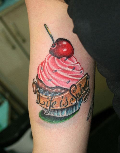 Frase: Life is sweet & Cupcakes