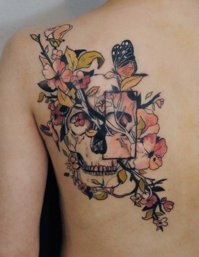 Calaveras flores y mariposas