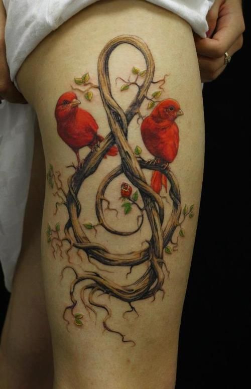 Clave de Sol con dos Aves