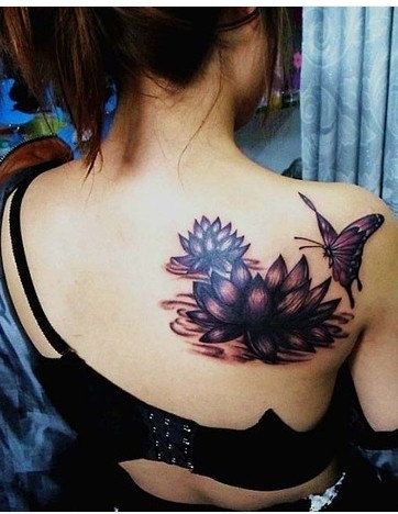 Flor de loto y mariposa