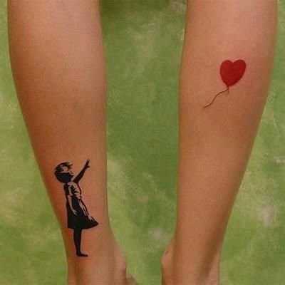 Niña Con Globo Corazón Tatuajes Para Mujeres