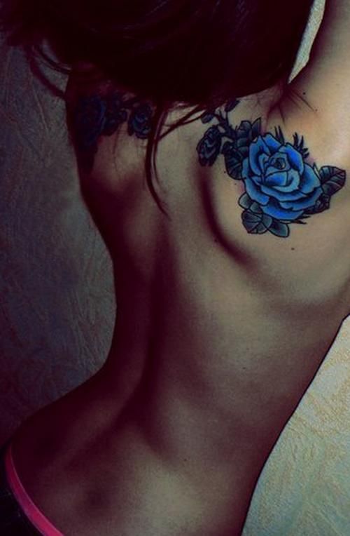Rosas Azules Tatuajes Para Mujeres
