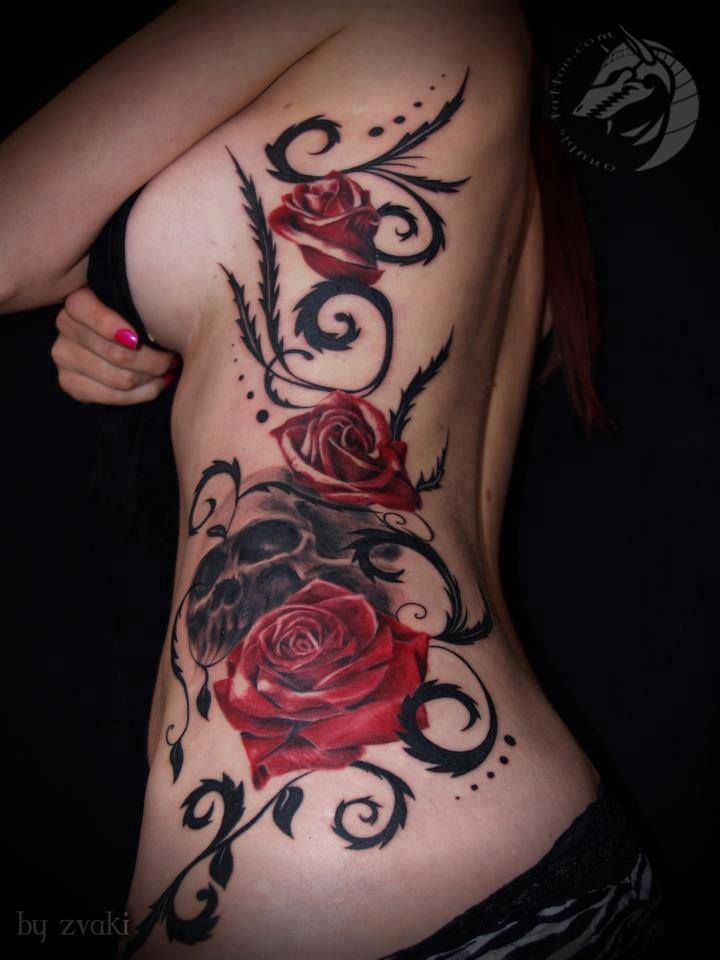 Rosas, Calavera, Hojas