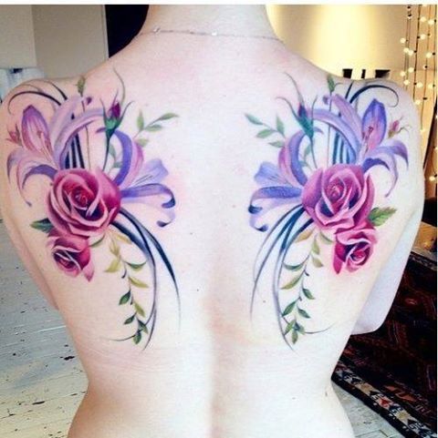 Rosas, Lilium y Campanitas - Tatuajes para Mujeres