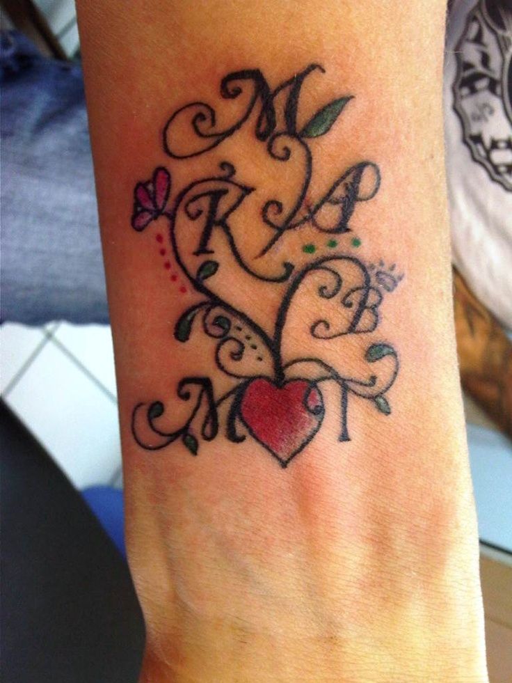 Árbol Corazón con iniciales de la Familia