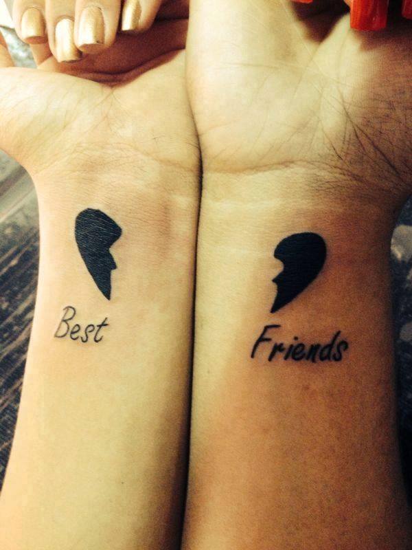 Frase: Best Friends & Corazón - Tatuajes para Mujeres