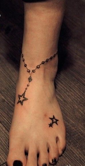 Rosario y Estrellas - Tatuajes para Mujeres