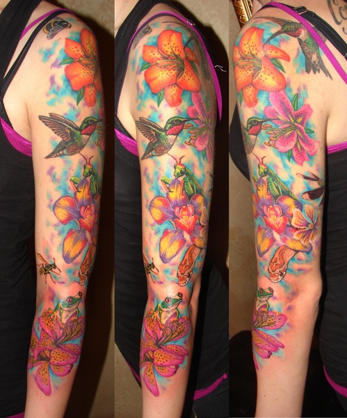 Manga Completa de flores y colibríes