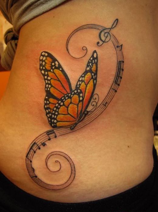 Mariposa, Pentagrama y Notas-Musicales