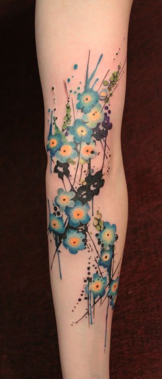 Flores con tintas salpicada