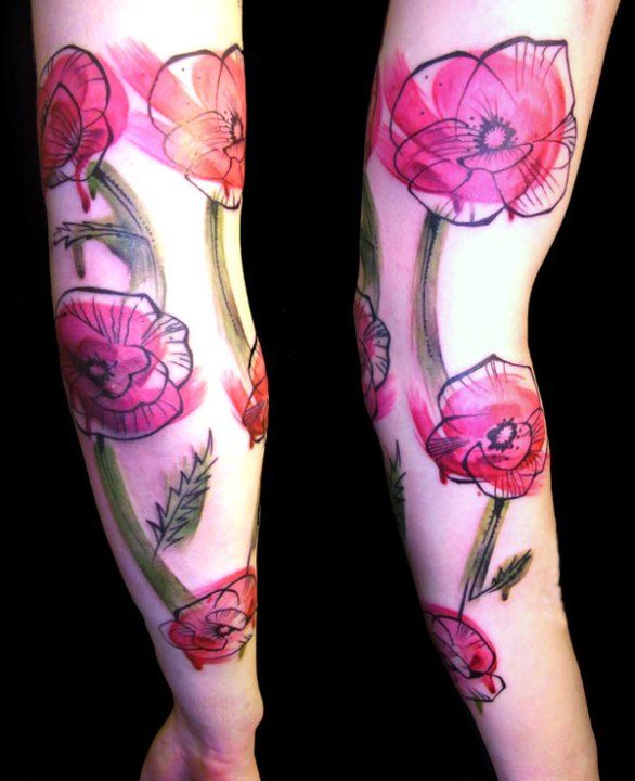 Flores de Amapola con pinceladas