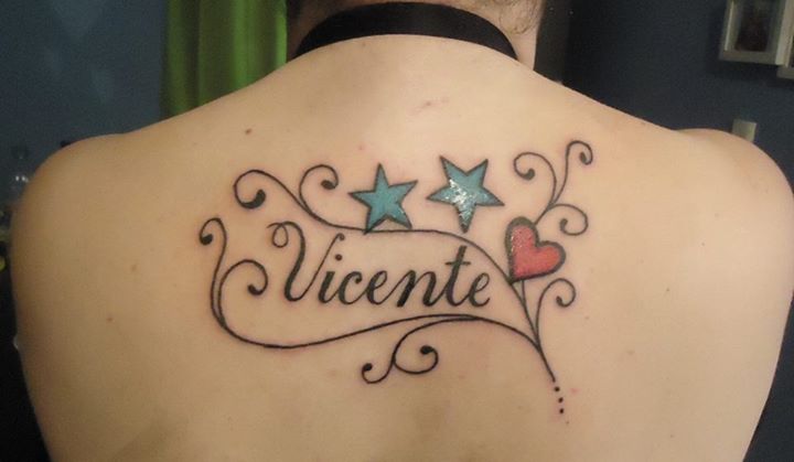 Nombre de Hijo con Estrellas, Firuletes y Corazón