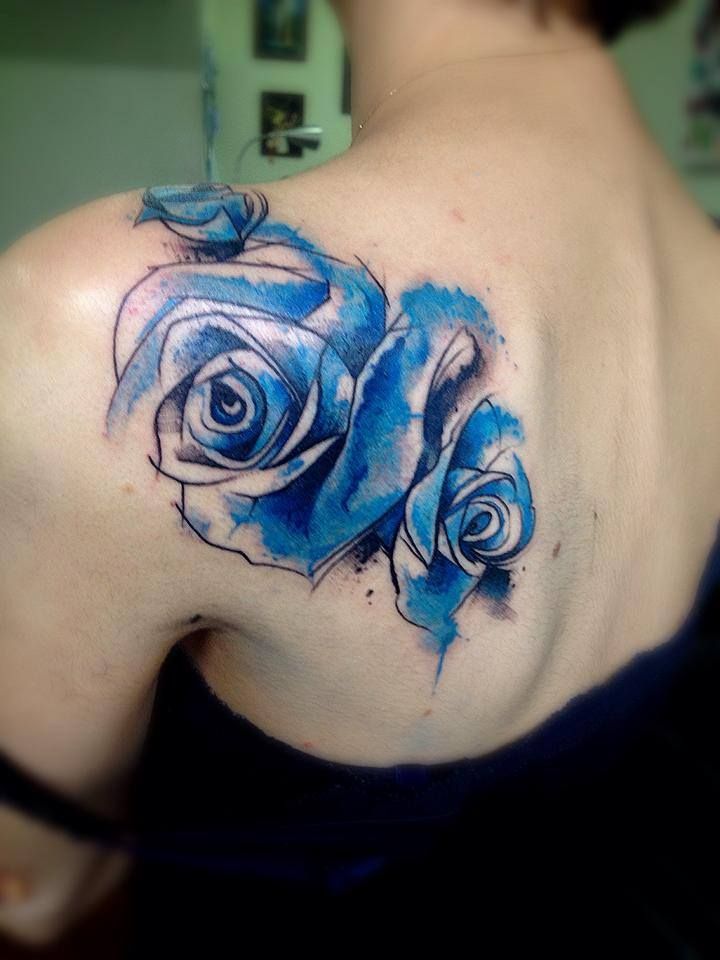 Flor Azul en Acuarelas