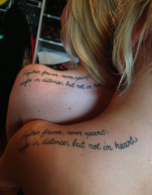 Frase: Together forever, never apart, maybe in distance, but not in heart