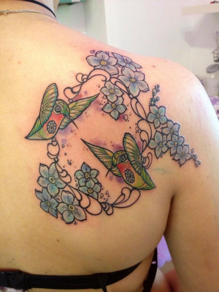Colibrí & Flores Forgetmenot by Miss Juliet