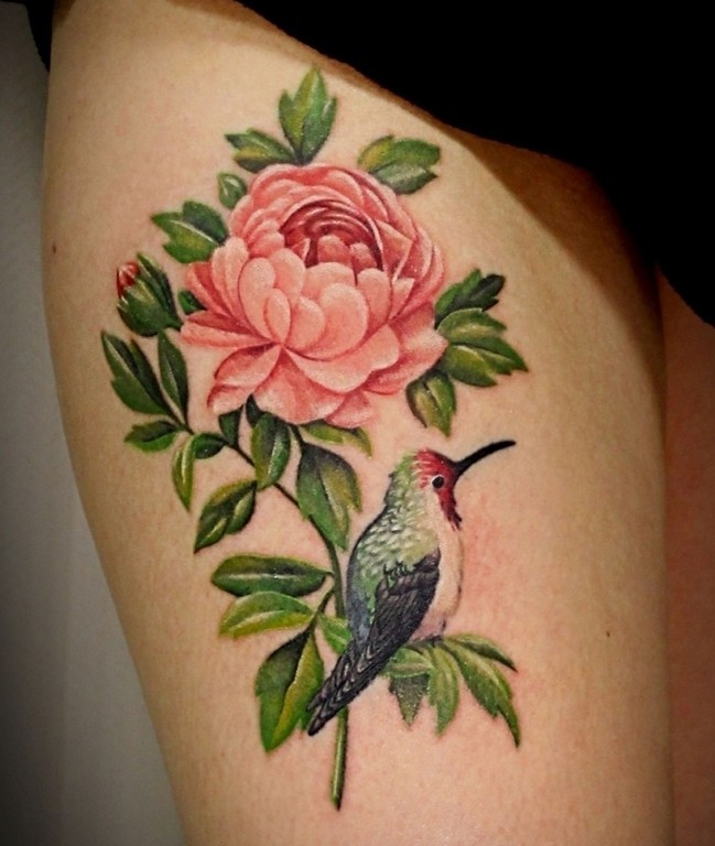 Colibrí y Flores