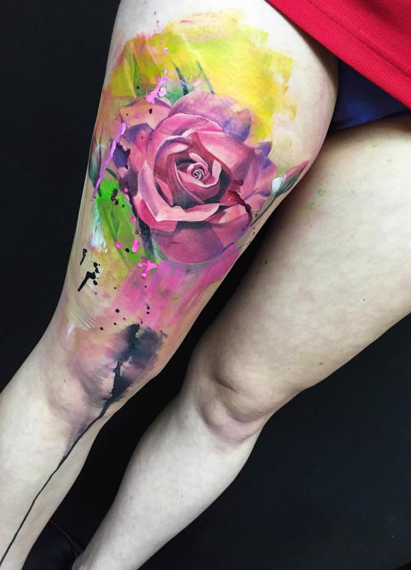 Flor Rosa en Acuarelas
