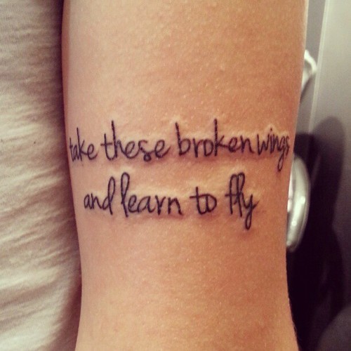Frase: Take these broken wings and learn to fly