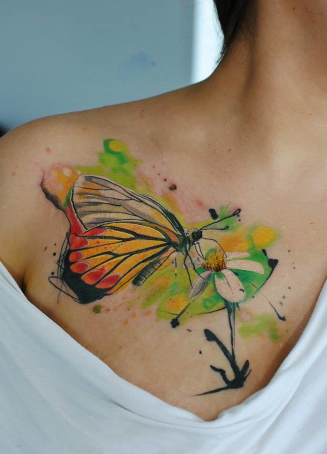 Mariposa en Flor Acuarelas by Aleksandra Katsan
