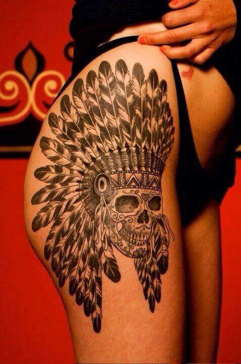Nativo Calavera con Plumas