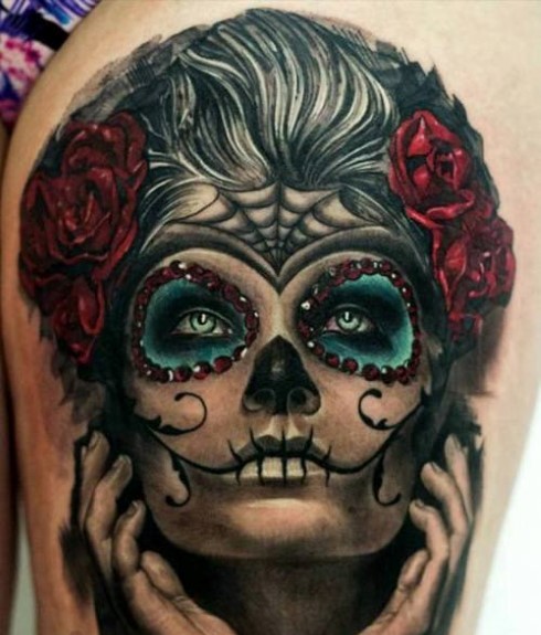 Catrina Mexicana con Flores
