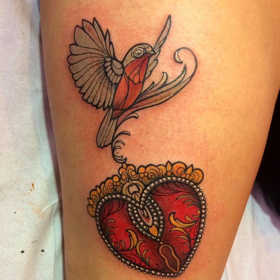 Corazón Candado y Ave by Miss Juliet