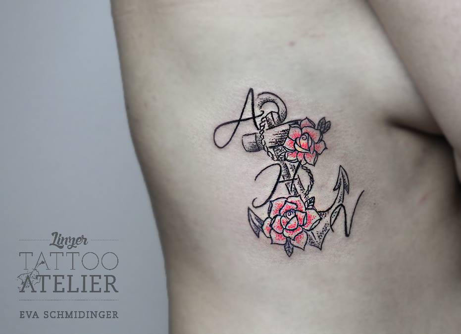Ancla, Flores e Inicial Nombre by Eva Schmidinger