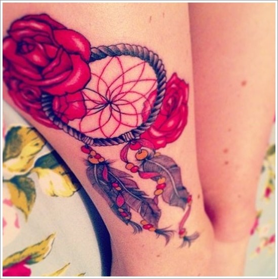 AtrapaSueños de Flores Rosas