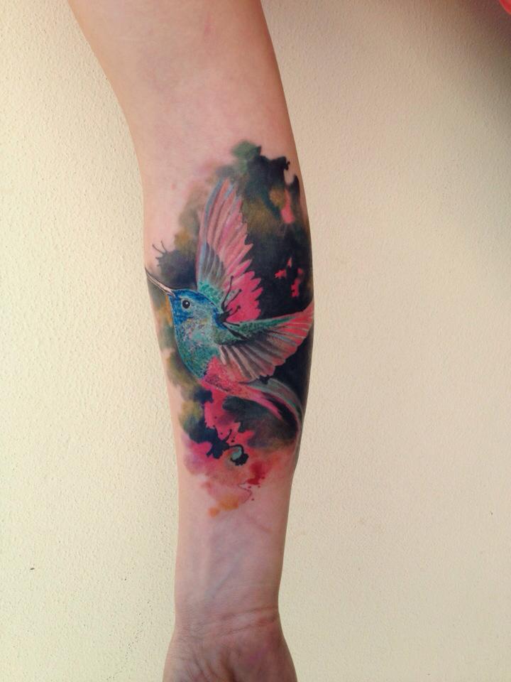 Colibrí en Acuarelas by Ondrash tattoo