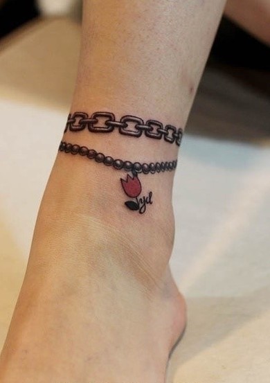 Brazalete con Flor tulipán e Iniciales