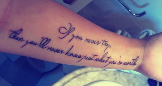 Frase: If you never try, then you´ll never Know just what you´re worth