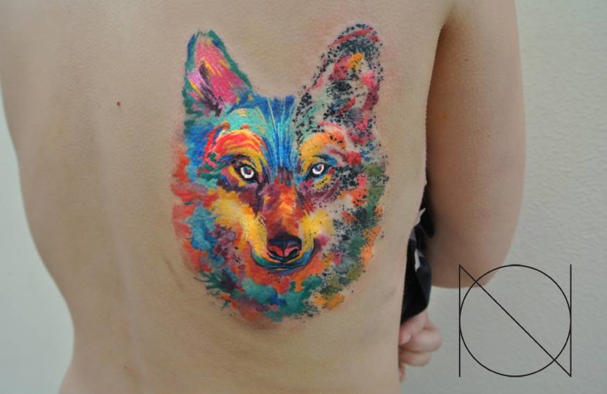 Lobo en Acuarelas by Ondrash tattoo