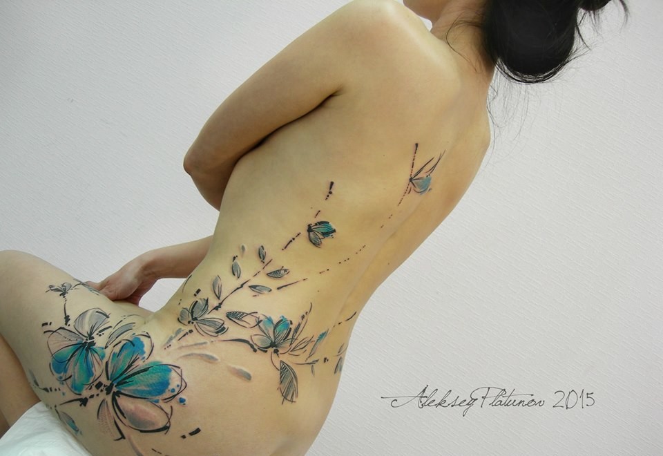 Flores y Mariposas en Acuarelas by Aleksey Platunov