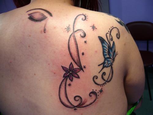 Mariposa, Flor y Destellos