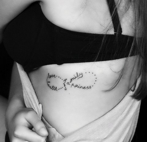 Signo Infinito y Frases: love, family, happiness, health
