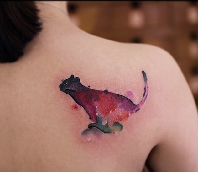 Gatito Estilo Acuarelas Tatuajes Para Mujeres