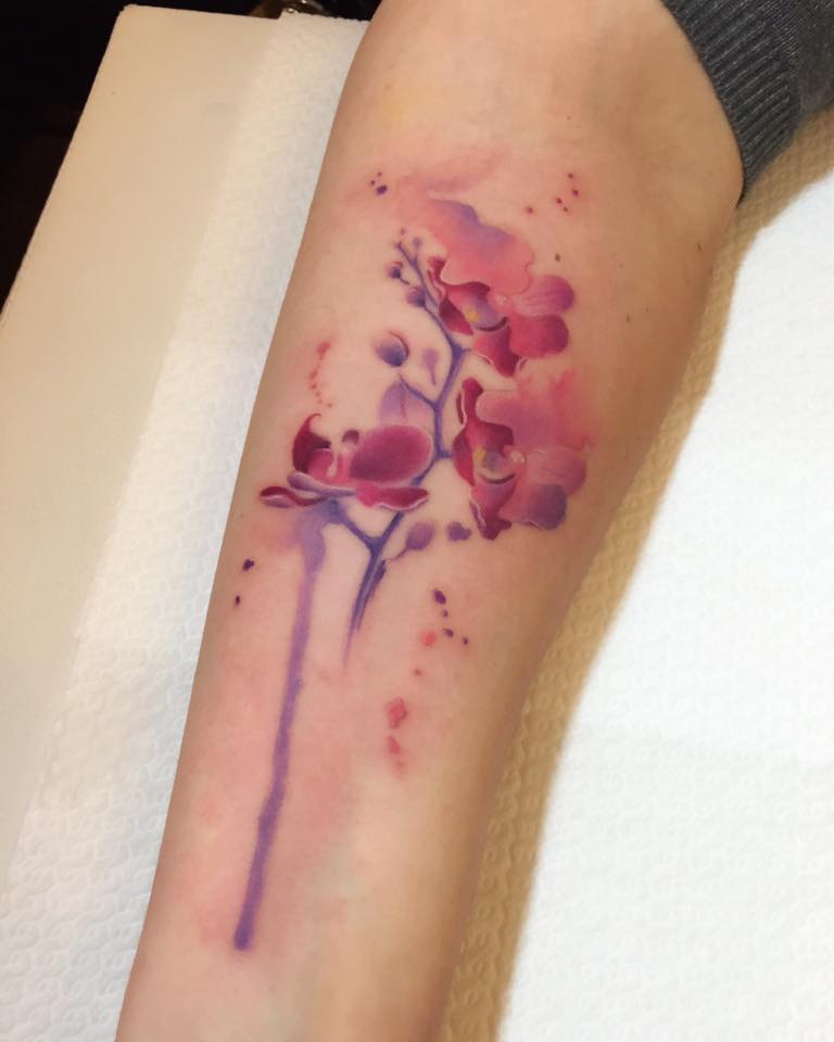 Tatuaje Flor De Cerezo Acuarela Tatuajes Pequenos