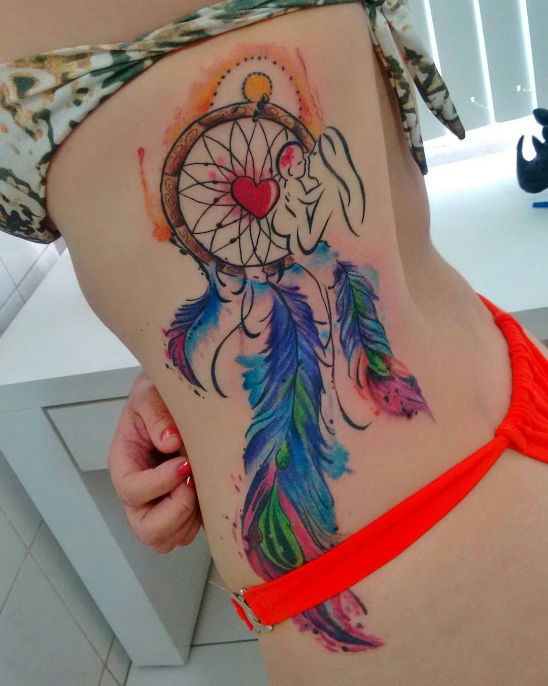 Atrapasueños con Madre e Hijo - Tatuajes para Mujeres